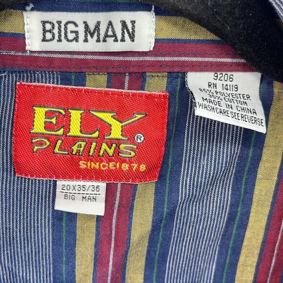 Vintage Ely Plains Big Man striped western pearl snap long sleeve shirt 20x35/36 - Picture 6 of 7